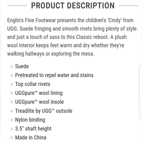 Ugg Australia Cindy Sand Suede Shearling Lined Studded Booties Tassels Girl Sz 4 - Picture 10 of 11